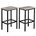 VASAGLE stołek barowy, zestaw 2 szt., krzesła barowe, krzesła kuchenne, do kuchni, salonu, jadalni, design przemysłowy, szaro-czarny LBC065B02