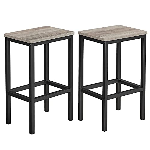 VASAGLE Bar Stools, Set of 2 Bar Chairs, Kitchen Breakfast Bar Stools with Footrest, Industrial in Living Room, Party Room, Greige and Black ULBC065B02 11.8 x 15.7 x 25.6 Inches Greige Stool