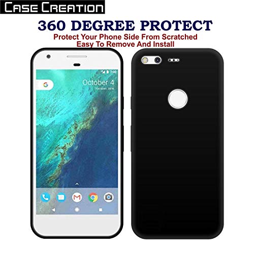 Image of Case Creation Compatible with Google Pixel Back case, Google Pixel Slim Flexible Smart Look case with 360 Camera All Angle Protection (Pure Black)
