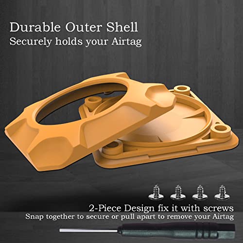 Image of for Airtag Holder Strong Case Stick-On Mount for Airtag Protective Pasteable Accessories Air Tag Case Comaptible with Apple AirTag Hidden Protective Location Tracker (1 Pack Orange)