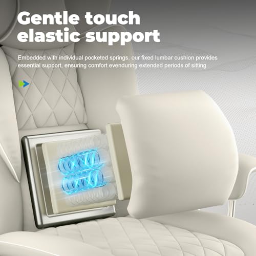 COMHOMA Big and Tall Office Chair, High Back Leather Gaming Chair with Footrest, Executive Ergonomic Office Chairs with Pocket Spring Lumbar Support and with Outward Fixed Soft Armrests