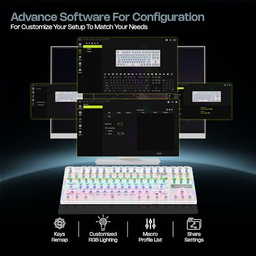 Image of Archer Tech Lab Astra M400 Mechanical Gaming Keyboard with 63 keys, 17 RGB modes, clicky blue switches, 26 anti-ghosting keys, 50M keystroke durability, 1.5m USB-C cable, Windows support (TRANSPARENT)