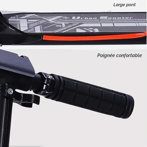 Scooter Adulte Support de Scooter de Trajet en Aluminium 100 kg, Scooter Pliant Non électrique avec Frein à Disque, Guidon réglable