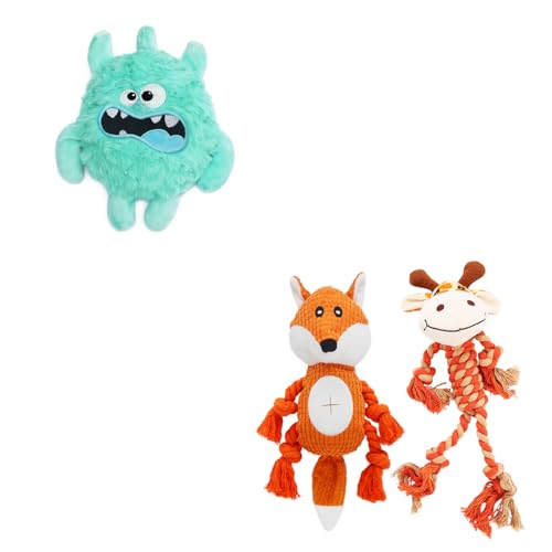 Juguetes mordibles con chirrido para perros, pack de 3