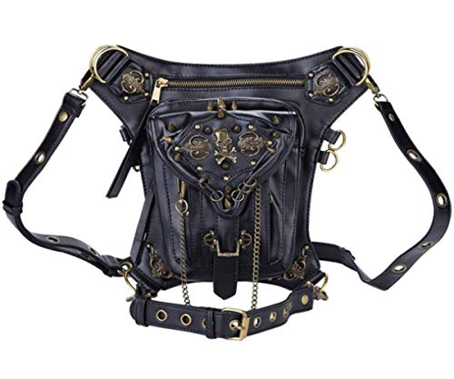 Sac à taille steampunk noir idéal pour festivals et sorties urbaines