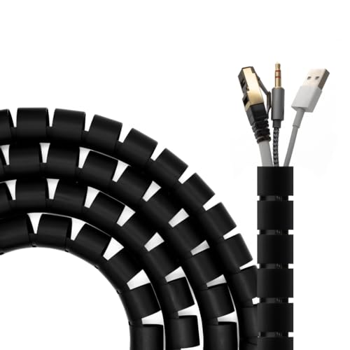 CABLEPELADO Organizador De Cable En Espiral, Tubo Protector Para Cables, Gestor Con Capacidad De Hasta 25mm De Diámetro, Negro, 3 Metros