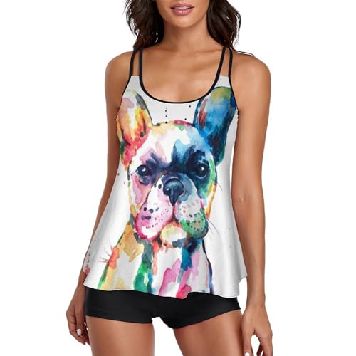 Ensembles Bikini Bouledogue de Couleur pour Dissimuler les Formes avec Élégance