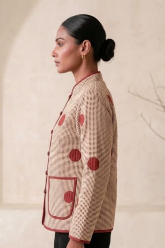 Image of Reversible Jacket for Women | Double Sided Quilted Jacket | Reversible Winter Jacket for Women | Stylish Ethnic Printed Jacket | Warm & Comfortable Casual Outerwear