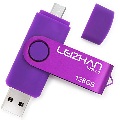 Leizhan OTG Micro USB Flash Drive 128GB Pen Drive for Micro USB Android Phone Pendrive USB 2.0 Memory Stick Compatible with Samsung Galaxy, Xiaomi ,LG ,Sony, One-Plus,HTC, Meizu, Purple