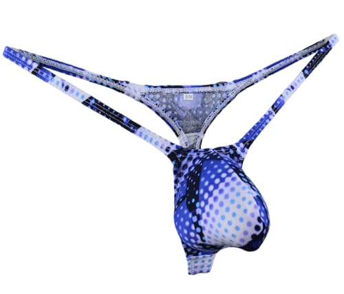 Mens Bulge Pouch G-String Thong Cotton Underwear Blue WSS126