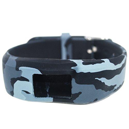 Tencloud For Garmin Vivofit 3/Vivofit Jr. Tracker Replacement Soft Silicone Colorful Floral Pattern Bands [Fit Wrist 6.1In~8.7In] (Three Soldiers) #TOP3