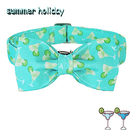 Image of DOGWONG Dog Collar with Bowtie, Blue Summer Dog Collar for Small Medium Large Dog