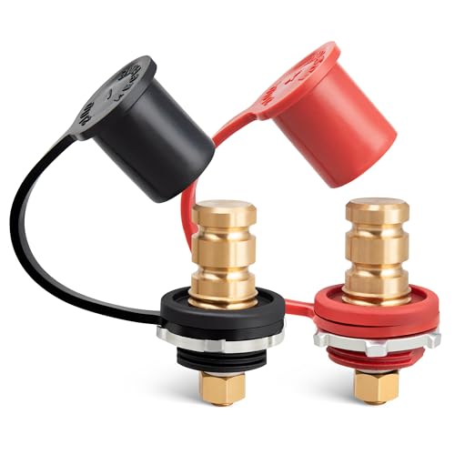 RED WOLF Remote Battery Terminal 3/8 M10 Stud 250A Max DC 12V Battery Jumper Post Adapter Connector Relocation Heavy Duty for UTV ATV Automotive RV Truck Boat Trailer w/Insulating Cover