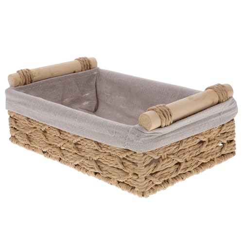 GLSTOY Cesta de almacenamiento de cuerda de papel con asas, para organizar artículos diversos y juguetes en espacios reducidos como armarios y dormitorios