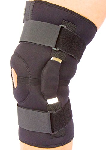 Hinged Adjustable neoprene knee support brace with Unique multi strap design and open patella By BODY-TEC (Large 42.5 - 46cm) by Bodytec