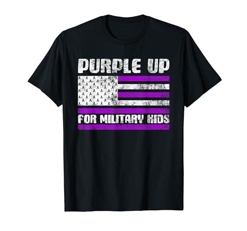 Purple Up For Military Kids USA Flag Military Child Month Camiseta