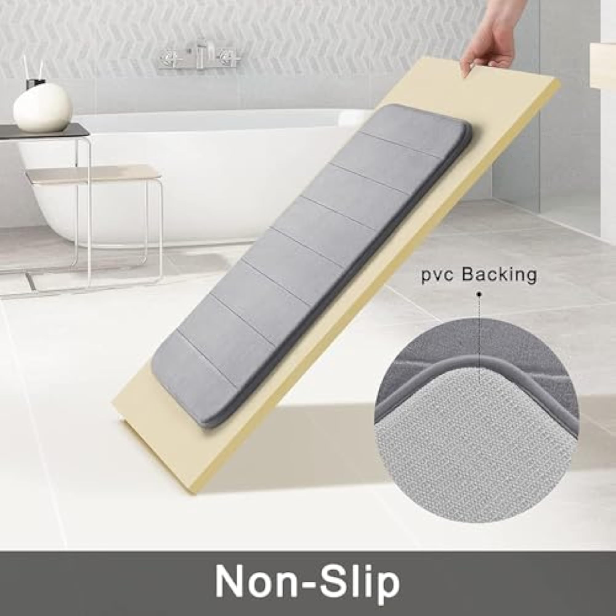 2 Piece Memory Foam Bath Mat Set, U-Shaped Rugs