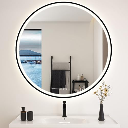 STARLEAD Badspiegel-Rund-mit-Beleuchtung 100cm Diameter, LED-Spiegel-Rund mit Bluetooth, Dimmbar, 3 Lichtfarben, Entfogging, Memory of Light, IP44 HD