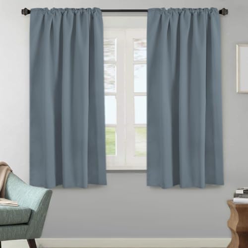 Image of H.VERSAILTEX Blackout Curtains Thermal Insulated Window Treatment Panels Room Darkening Blackout Drapes for Living Room Back Tab /Rod Pocket Bedroom Draperies, 52 x 63 Inch, Stone Blue, 2 Panels