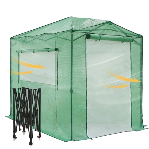 Image of EAGLE PEAK 8x6 Easy Setup Pop Up Greenhouse, Clear /Green /Mesh