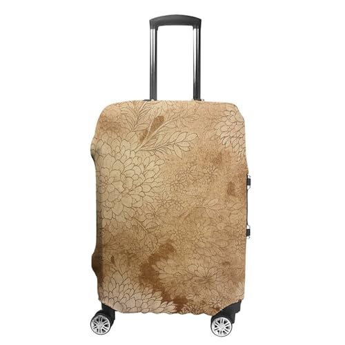 Golden Floral Design Luggage Covers Tsa Approved Suitcase Cover Elastic Washable Luggage Sleeve Carry on Cover Protector Anti-Scratch Suitcase Protector Fits 19-30 Inch Case(XL)