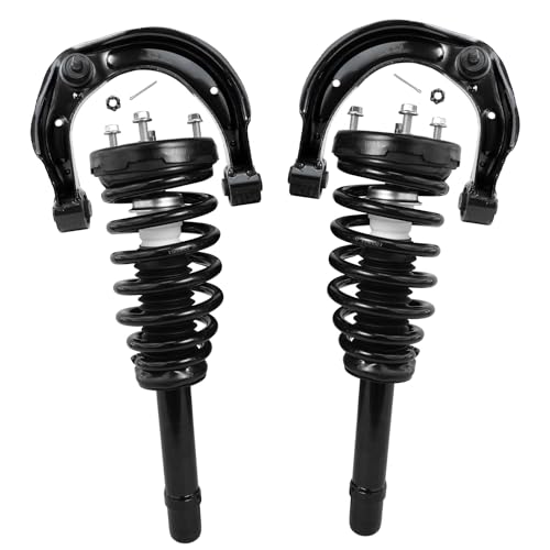 Image of Detroit Axle - 4pc Front End Control Arms Kit for Hyundai 06-11 Azera, 06-10 Sonata, 2 Upper Control Arms 2 Struts & Coil Spring 2006 2007 2008 2009 2010 Replacement Suspension