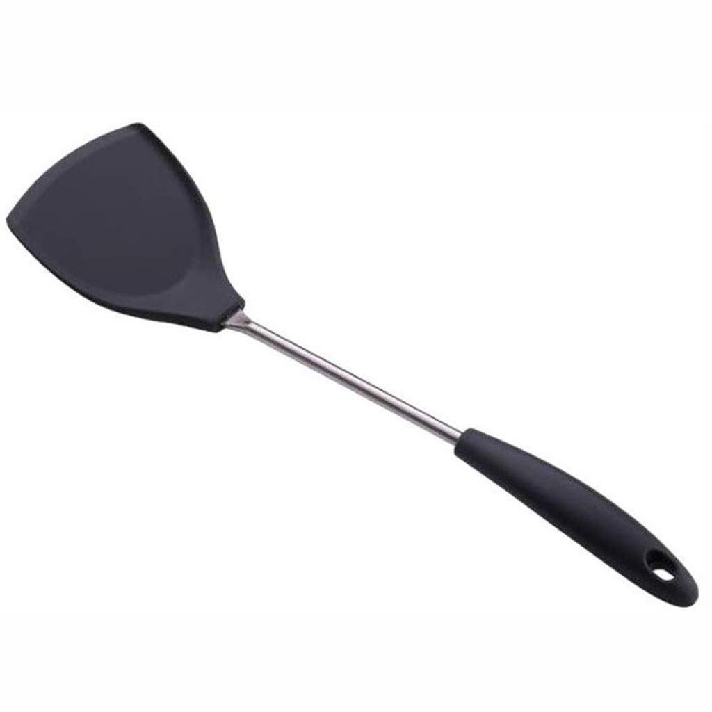 Spatola in silicone – Spatola wok in acciaio inox, spatola antiaderente, con manico lungo in silicone resistente alle alte temperature, antiruggine