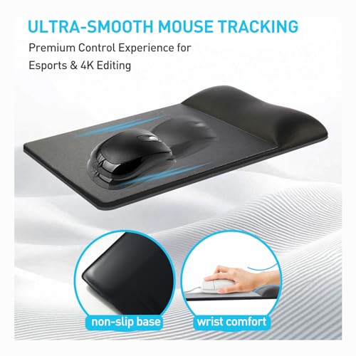 Image of univo colors Design-Wave Wrist Rest Mouce Pad,PE Mouse Sliding Panel+Artificial Sheepskin+Memory Foam+Ergonomic+Anti-Slip Gel,Resilience Support During Work and Gaming,Mouce Accessory,Pink
