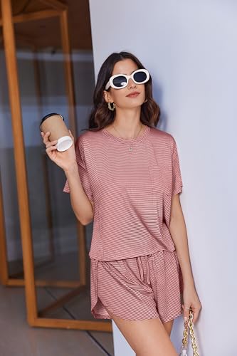 Image of Ekouaer Womens Pajama Sets Sexy Lounge Sets Side Split Short Pj Sets Cute Pjs 2 Piece Comfy Sleepwear Loungewear