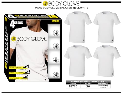 Body Glove Mens 3 Pack Micro Modal T Shirts, Cool Plain Undershirts and Gym Tshirts, Multipack White Tees4