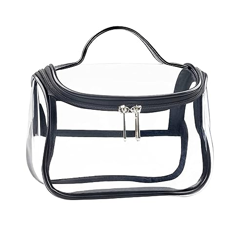 Bolsa cosmética transparente de servicio pesado Impermeable de viaje transparente de viaje Bolsas de aseo de tocador de aseo, Organizador de maquillaje de 1 por ciento con m