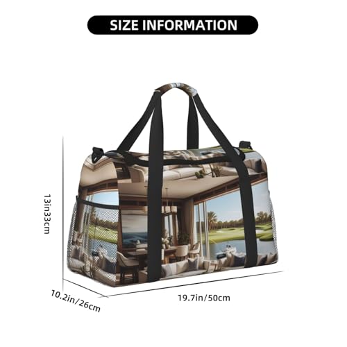Golf Yacht Club Print Travel Duffle Bag - Foldable Personal Item Travel Bag for Women & Men,Carry-On Convertible Crossbody Tote Bags with Adjustable Shoulder Strap & Pockets 13x10.2x19.7 in4