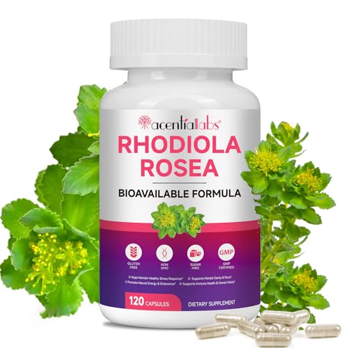 Rhodiola Rosea 500mg High Potency Rhodiola Extract with 3% Salidrosides & 1% Rosavins Supports Stress Response Mental Clarity Energy & Endurance 120 Capsules Bioavailable Adaptogenic Formula
