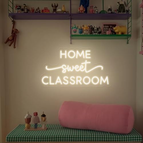 Image of Home Sweet Classroom Neon Sign Classroom Door Hanger Teacher Christmas Gift Teacher Sign Light for Teachers, Back to School Gifts, Classroom Decor