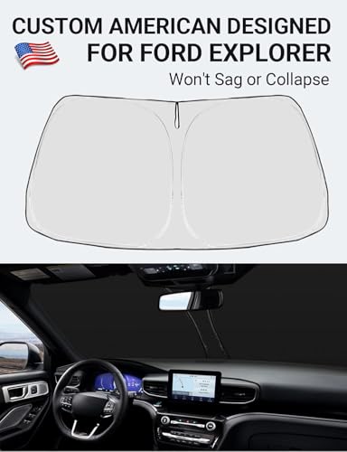 Image of Proadsy 2026 Upgrade Windshield Sun Shade Custom Fit Ford Explorer 2020-2025 2026 4-Layer Foldable Front Sunshade Protector Sun Visor Blocks UV Rays Keep Car Cooler
