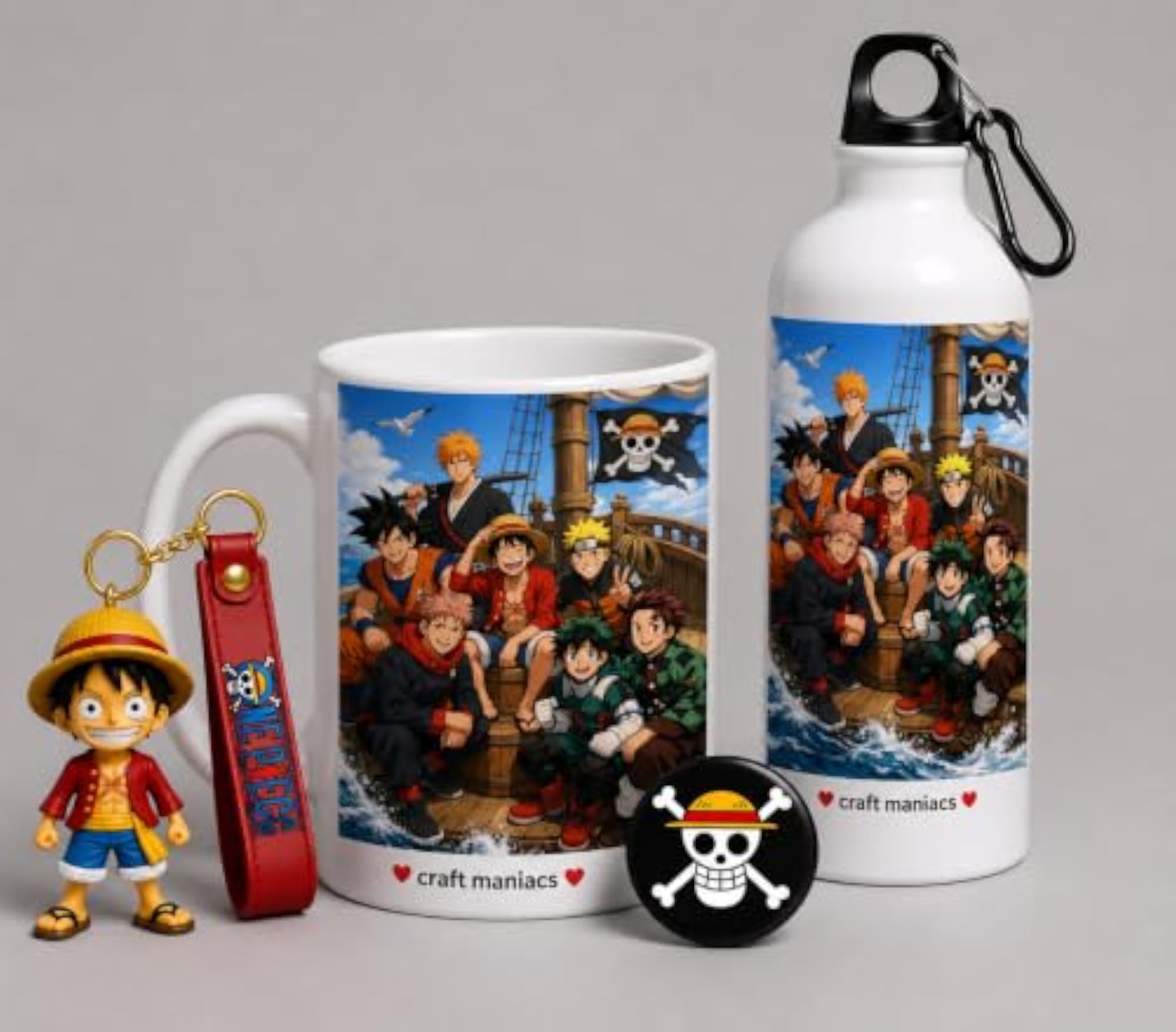 All Anime Heroes Art Mug & Sipper Bottle Combo, Fun Gift Set