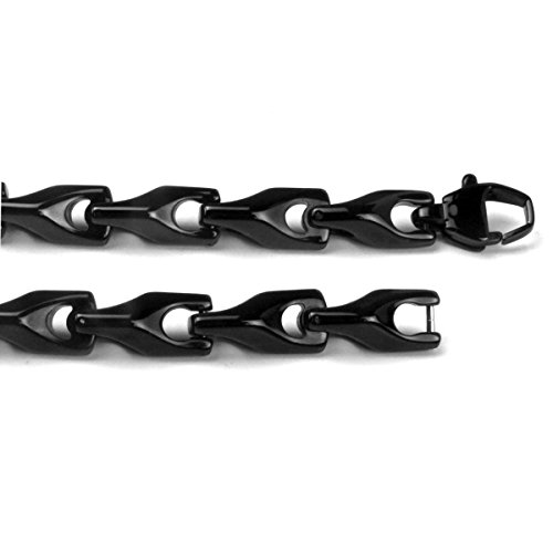 Black Tungsten Carbide Men's Wheat Link Necklace Chain2