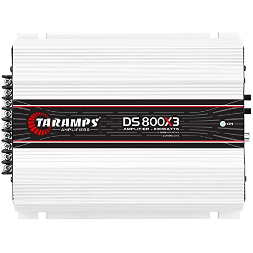TARAMPS DS800X3.1 DS 800x3 800 Watts RMS 3 Channels 1 Ohm Amplifier Multichannel Class D Full Range, Crossover High/Low Pass Bridgedable, Aluminium, RCA, Car Show Power System
