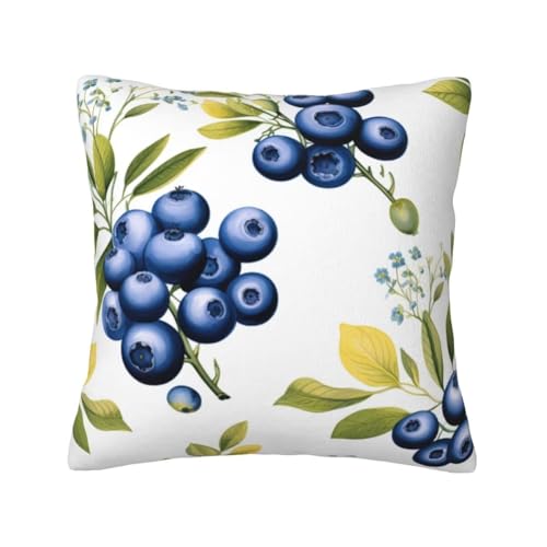 Kissenbezug 80x80 cm 2 Stück Kissenbezüge Samt Dekokissen Heidelbeere Sofakissen Kissenhülle Zierkissenbezüge Couch Kissen Vegetativ Weich Kissen mit Bezug für Sofa Auto Garten Zimmer Deko -TR379