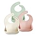 PandaEar Set di 3 Bavaglini in Silicone per Bambini e Neonati, Senza BPA, Impermeabili e Regolabili con Ampia Tasca Raccogli-Food immagine