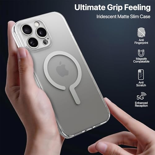 Image of eller sante Maven Magpro Back Cover Case for iPhone 16 Pro Max iPhone 16 Pro Max Scratch Resistant Camera Protector TPU Shockproof 10ft Drop Protection Support Mag-Safe Wireless Charging- Grey