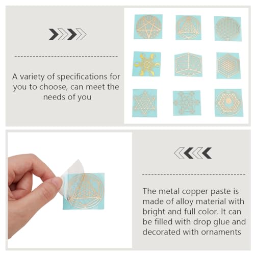 OLYCRAFT 9 Pcs Sacred Geometry Copper Stickers Flower of Life Decals Stickers Energy Tower Material for DIY Scrapbooks Resin Crafts Phone and Water Bottle Decorations - Image 4