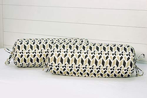 Image of AURAVE Cotton Satin 300 TC Bolster Cover with Drawstring Closure, Set of 2, Soft Breathable Durable Machine Washable for Sofa Bed & Home Decor, 15 inchx30 inch, Brown | Cover Only
