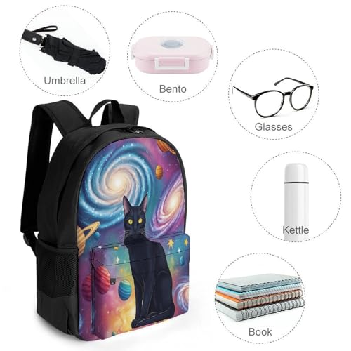 Supdreamc Backpack Anti-Theft Multipurpose Large Capacity Carry On Bag - Space Black Cat Camping Outdoor Backpack With Side Pockets4