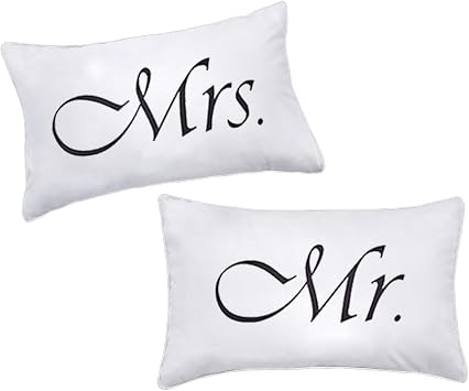 2PCS Mr and Mrs Pillow Cases,His and Hers Couples Pillowcases,Romantic Anniversary Engagement Christmas Wedding Gifts for The Couple,Bride Shower Gifts Ideas