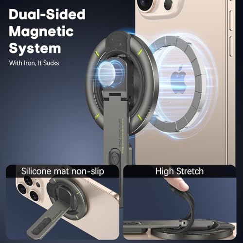 Image of KRLZ Phone Grip Stand, 3-in-1 Magnetic Finger Ring Holder with Double-Sided Magnet, Fidget Toy Design, Magnetic Phone Stand for iPhone 16 /15 /14 /13 /12 Series