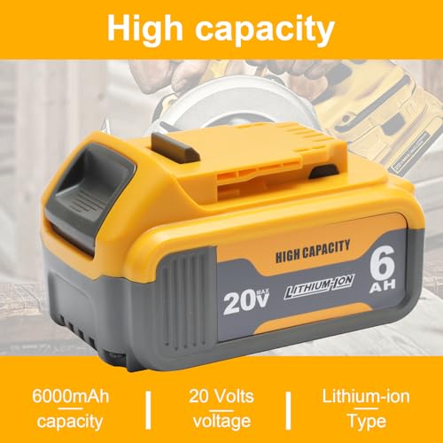 Image of 2 Packs 6.0Ah Replacement Battery 20V Max Batteries Compatible with Dewalt