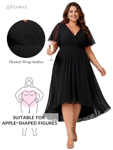 Image of Ever-Pretty Plus Women's Chiffon Midi Plus Size Formal Wedding Guest Dress