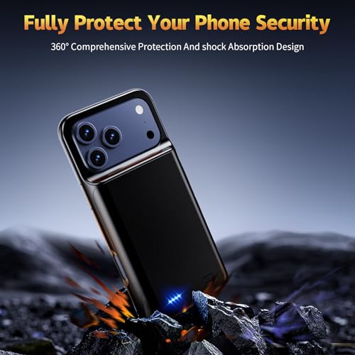 Funda con batería para iPhone 17 Pro carcasa recargable negra YONHUIZI Nwe 3