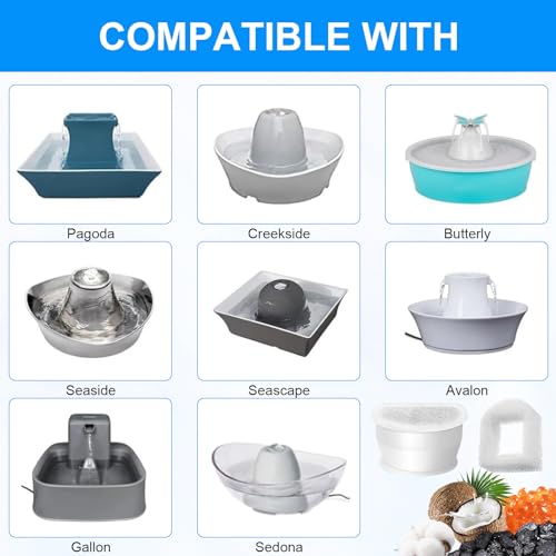 Rigidstone 12 Stück Filter, Katzenbrunnen-Ersatzkohlefilter Drinkwell Kohlefilter Trinkbrunnen Filter für PetSafe Drinkwell Avalon/Pagoda/2 Gallon/Sedona/Seascape Katzenbrunnen